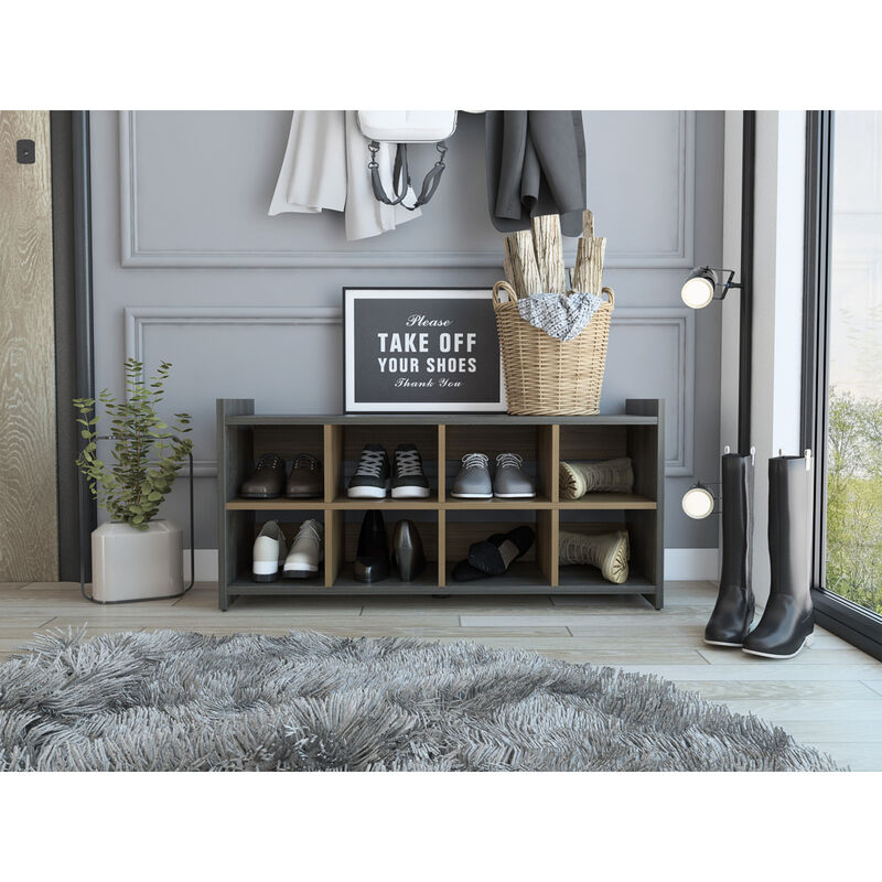 Entryway Storage Unit, Eight Shoe Capacity - Espresso Mahogany