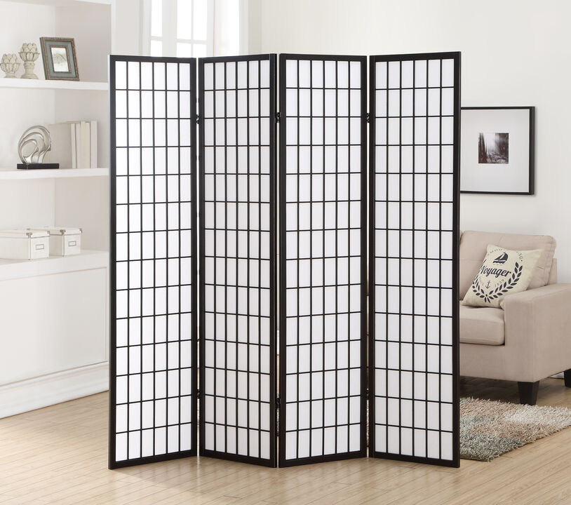 Streamdale 4 Panel Oriental Shoji Screen / Room Divider, Black