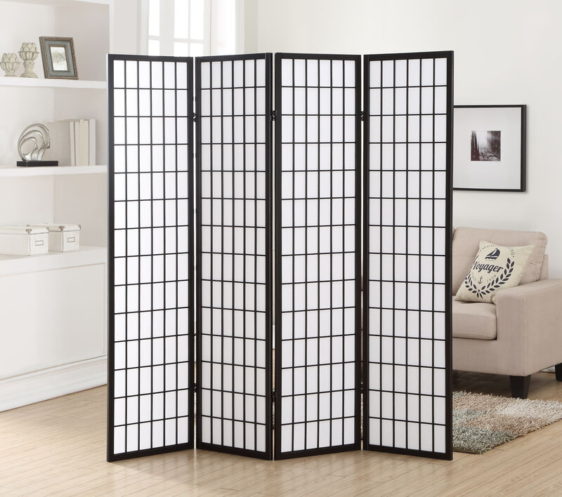 Streamdale 4 Panel Oriental Shoji Screen / Room Divider, Black