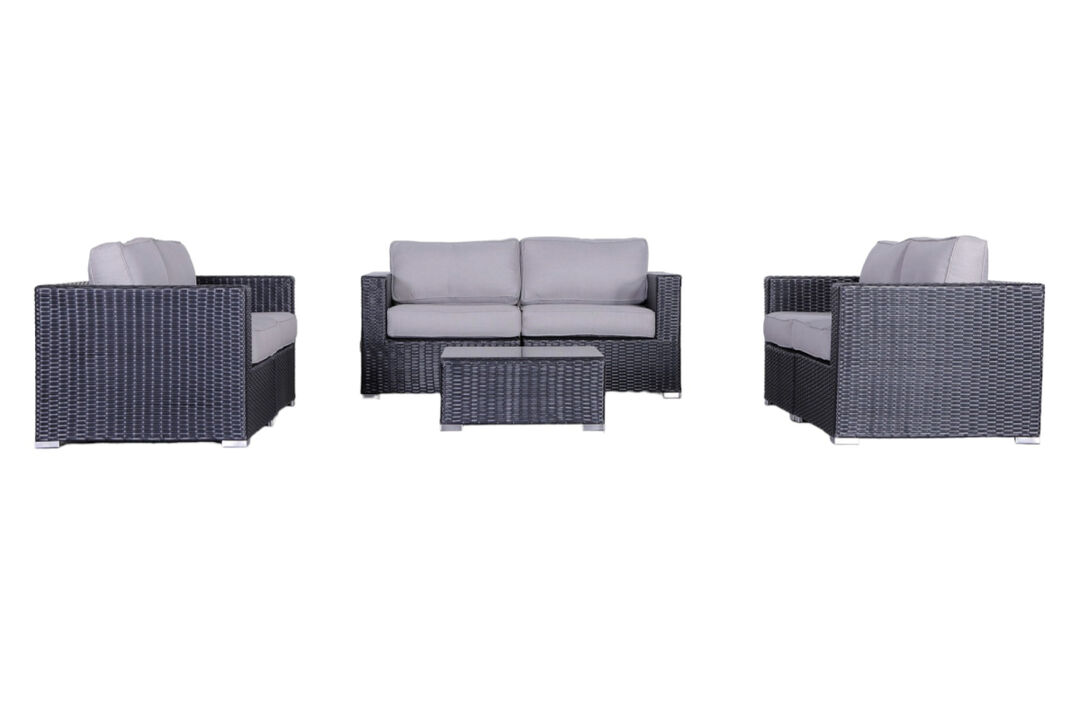 Living Source International Wicker Fully Assembled 6 - Person Seating Group with Cushions (Black)