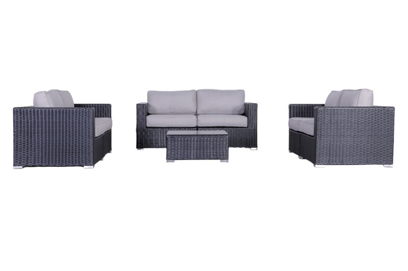 Living Source International Wicker Fully Assembled 6 - Person Seating Group with Cushions (Black)