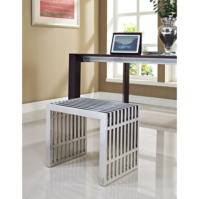 Gridiron Small Stainless Steel Bench-Benzara