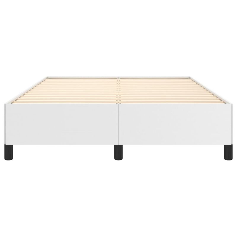 vidaXL Faux Leather Bed Frame, Queen Sized, Modern Style, White Finish, Suitable for 59.8"x79.9" Mattress, Resistant Engineered Wood Construction