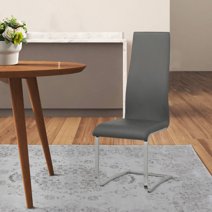 Leatherette Dining Chair with Breuer Style, Set of 4, Gray-Benzara