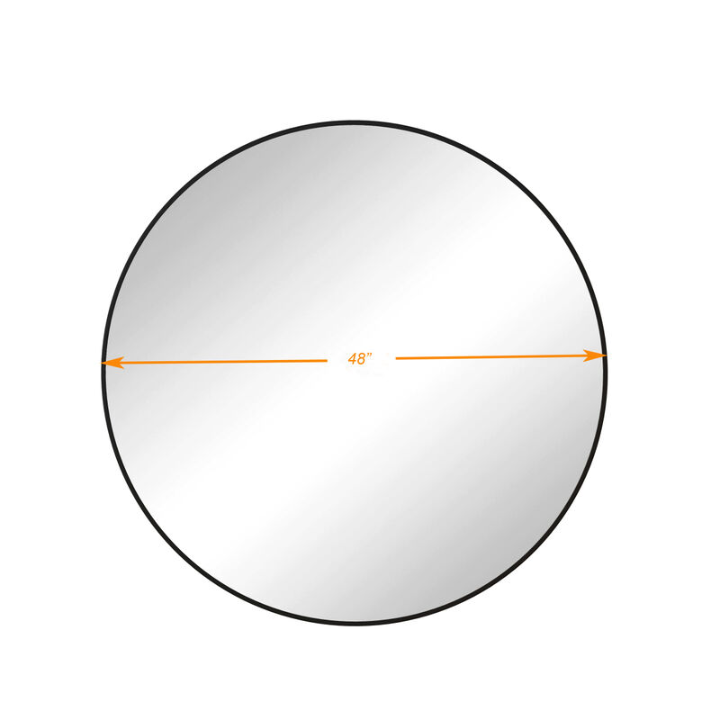 48" Wall Mounted Black Circular Mirror, For Bathroom, Living Room, Bedroom Wall Decor