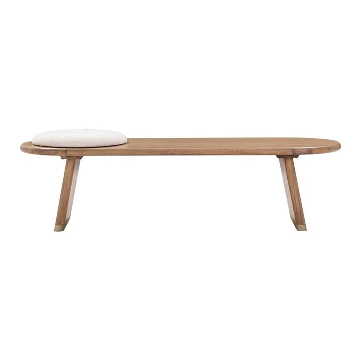 Belen Kox Cognac Acacia Bench with Boucle Seat, Belen Kox