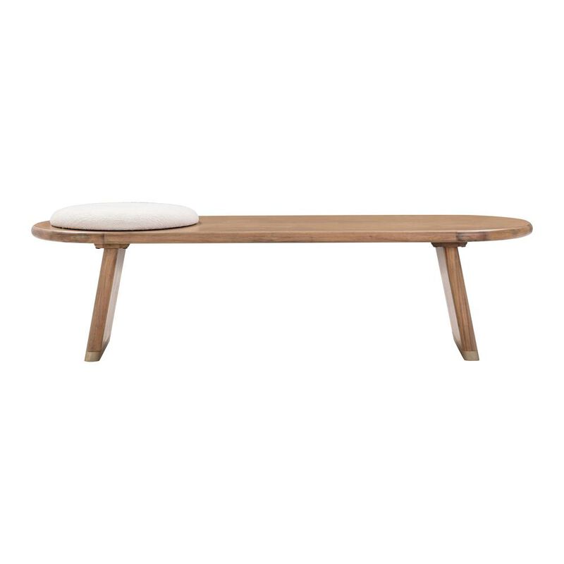 Belen Kox Cognac Acacia Bench with Boucle Seat, Belen Kox