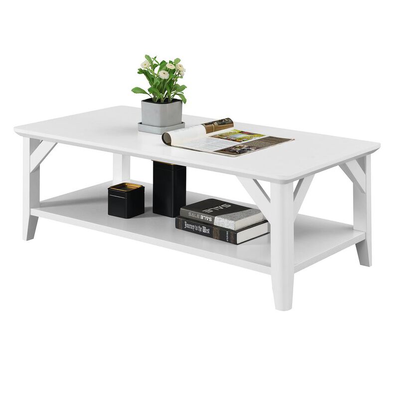 Convenience Concepts Winston Coffee Table with Shelf, White