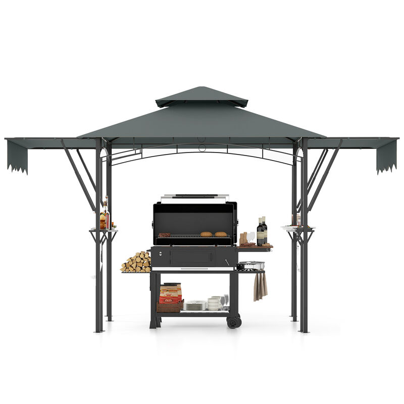 Gazebo with Dual Side Awnings, 2 Shelves, and Adjustable Shade for Outdoor Relaxation