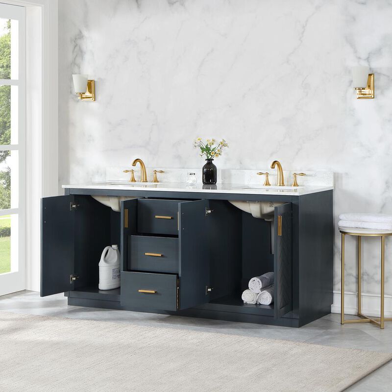 Altair 72 Double Bathroom Vanity Set in Classic Blue without Mirror