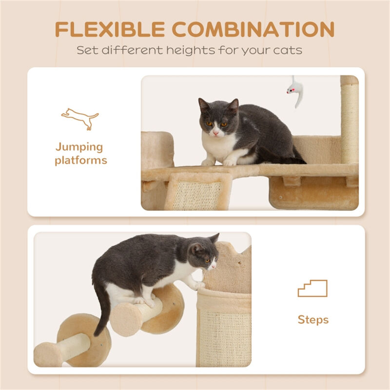 Cat Shelf Set Wall-Mounted Cat Perches and Climbing Shelves for Play and Exploration