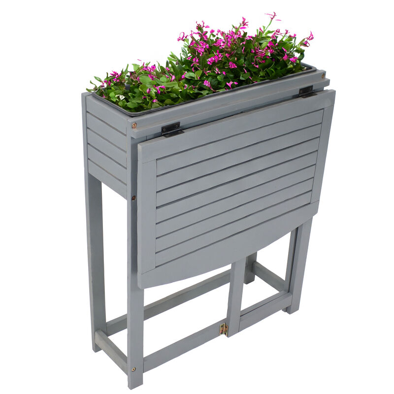 Acacia Wood Folding Table with Planter Box