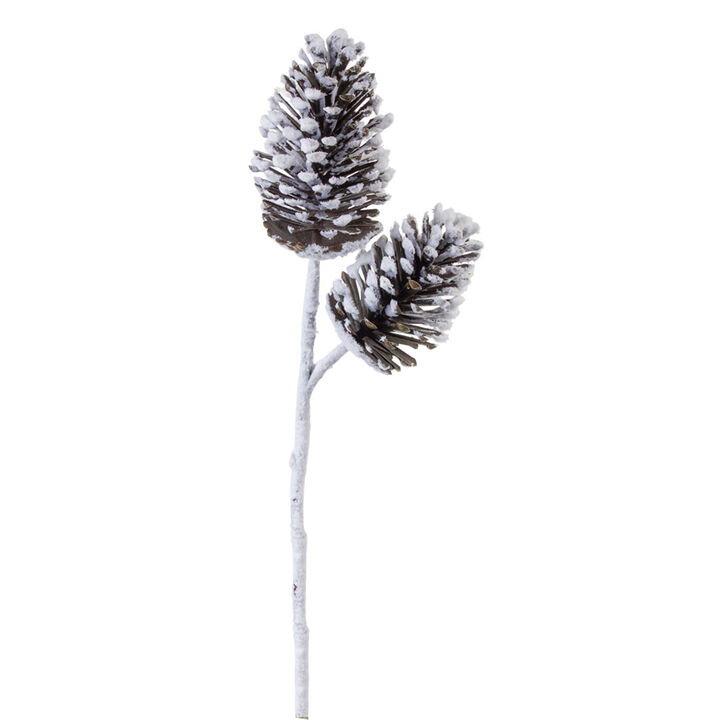 Flocked Pine Cone Spray Set of 6 for Christmas Tree and Seasonal Decor