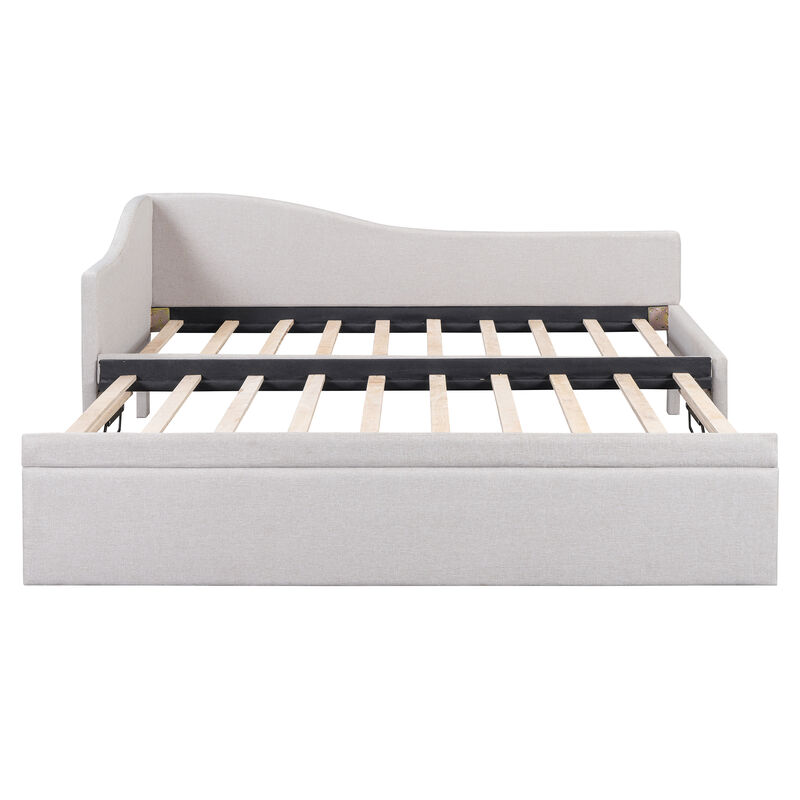 Merax Upholstered L-Shaped Daybed with Pop Up Trundle