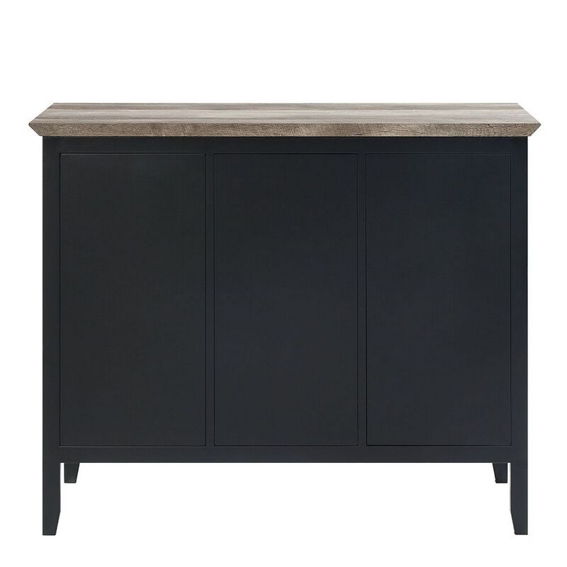 Nori 47 Inch Sideboard Buffet, 3 Drawers, Antique Oak Brown and Black  - Benzara