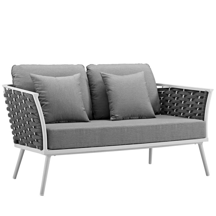 Stance 4 Piece Outdoor Patio Aluminum Sectional Sofa Set - White Gray