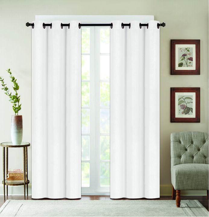 J&V TEXTILES Embossed Solid Blackout Grommet Curtain Panels (Set of 2)