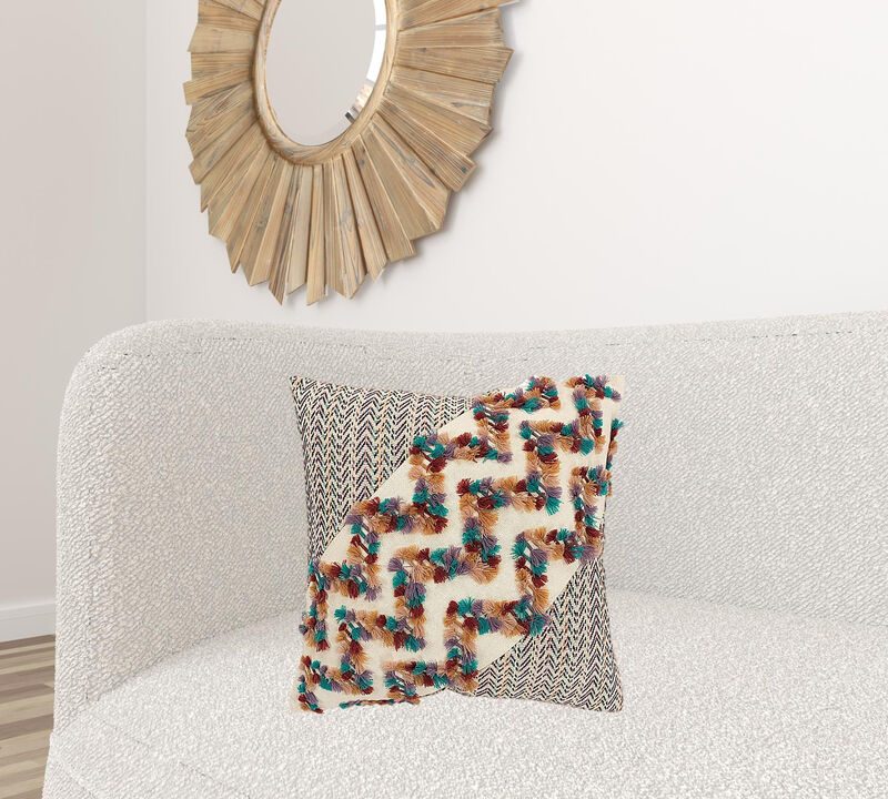 Hivvago Multicolored Chevron Diagonal Panel Throw Pillow