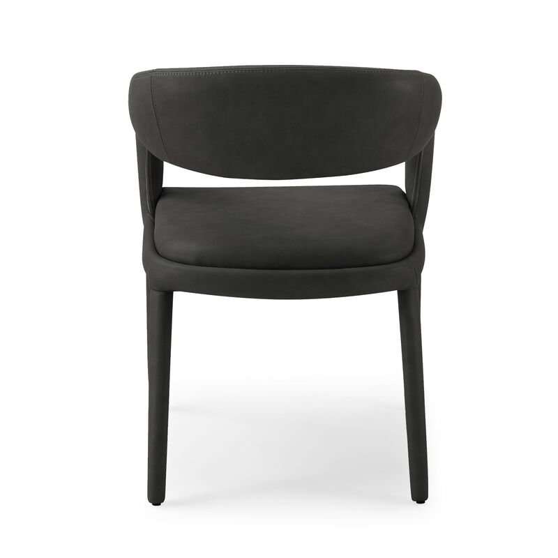 Cid Taya 24 Inch Dining Chair, Open Back, Cushioned Black Faux Leather - Benzara
