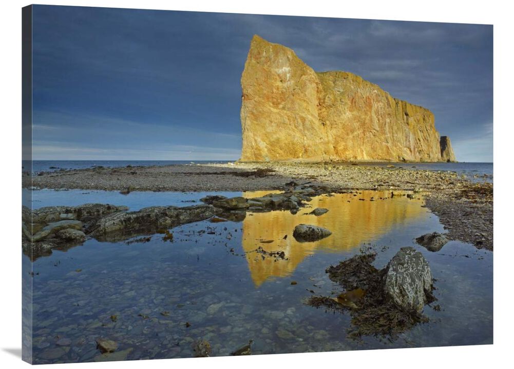 Coastline and Perce Rock, a limestone formation, Quebec, Canada-Canvas Art-40x30