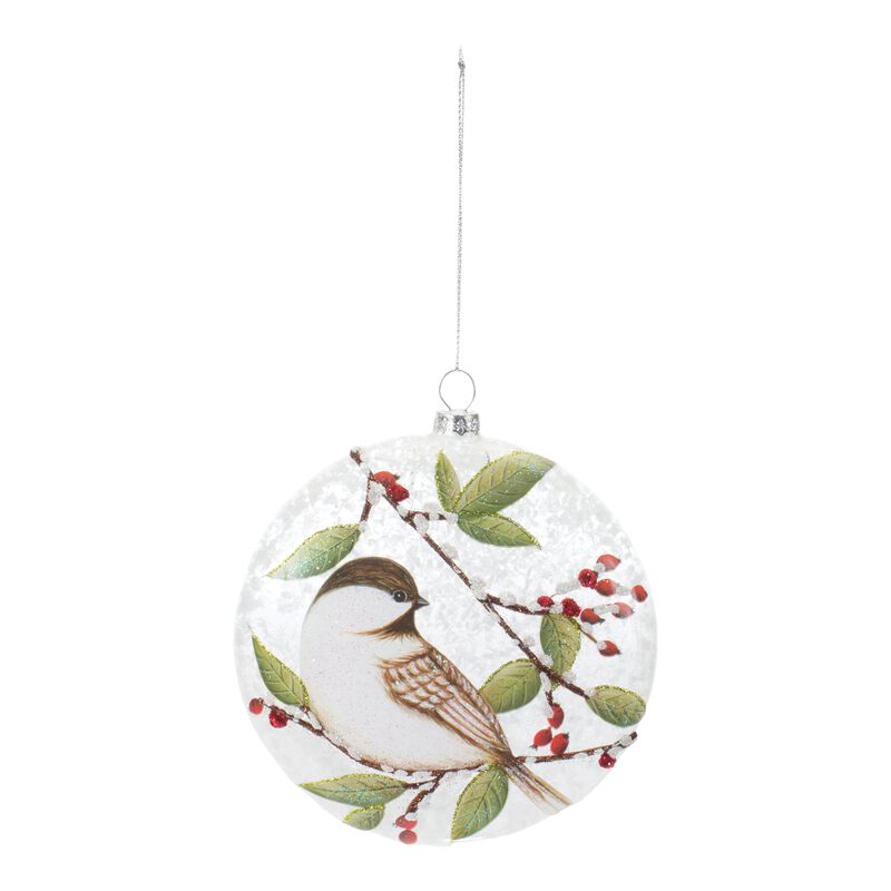 Glass Chickadee Bird Ball Ornament (Set of 6) – Stunning Christmas Tree Decorations with Chickadee Bird Theme