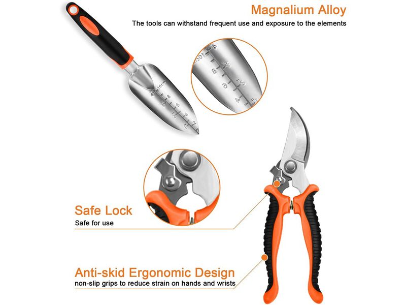 AT1nTen Garden Tool Set with Non Slip Rubber Grip