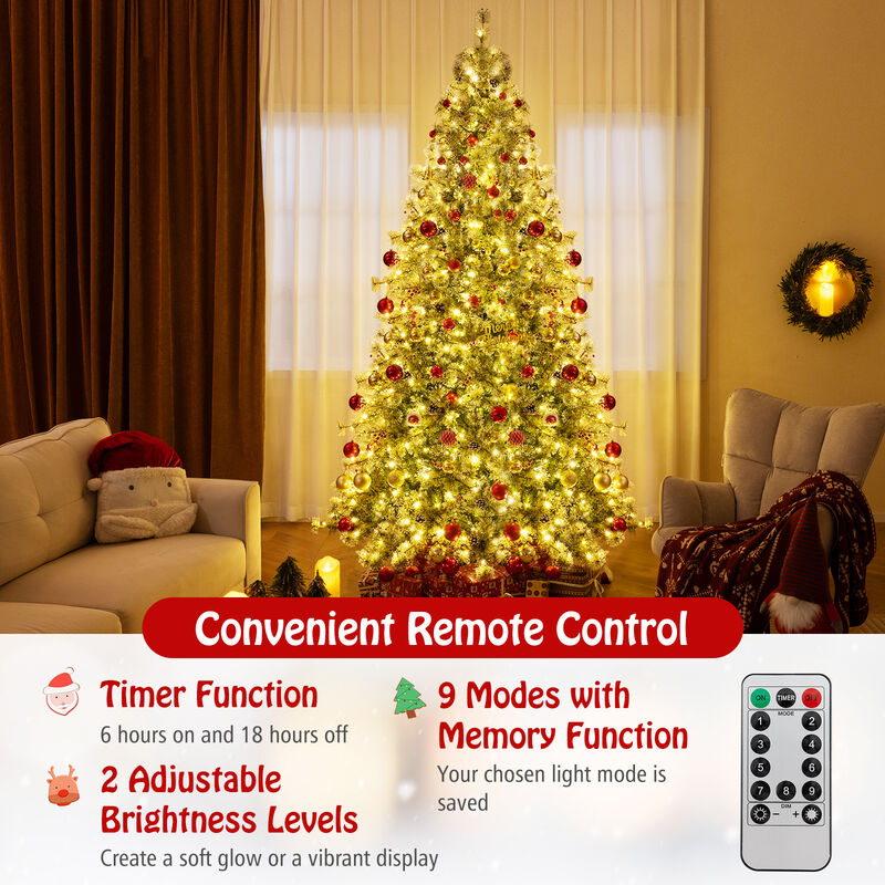 Artificial Christmas Tree Pre-Lit Hinged Holiday Tree with 360° Quick Power Connector