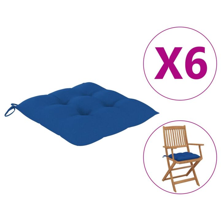 vidaXL Chair Cushions 6 pcs Blue 15.7"x15.7"x2.8" Fabric