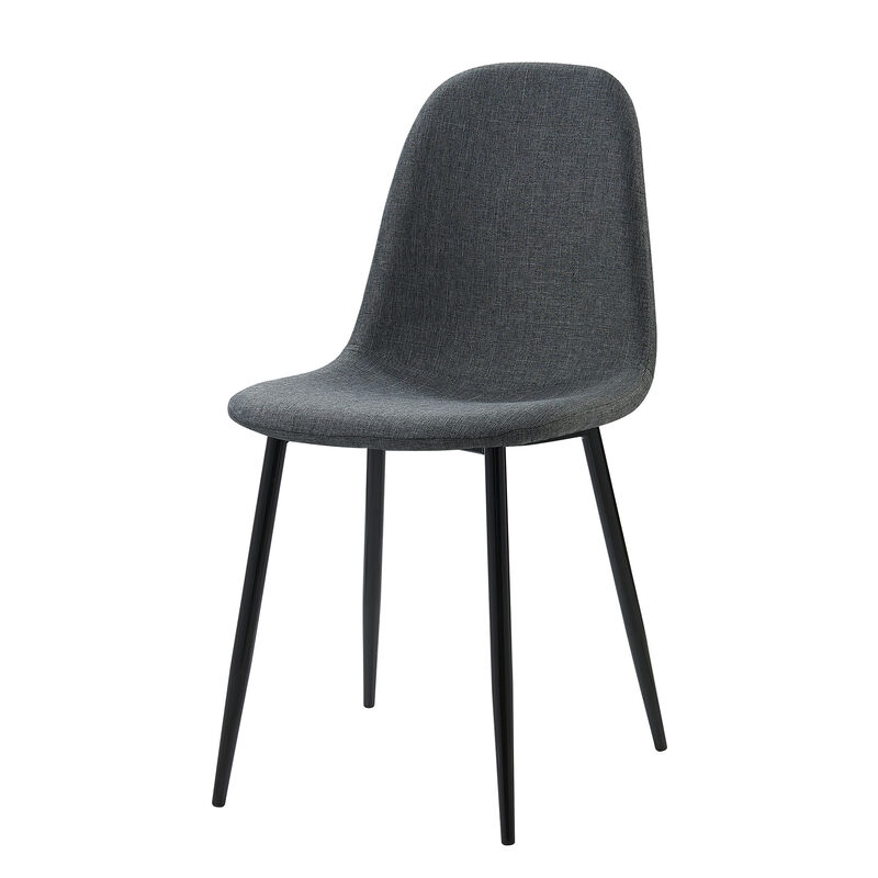 Teamson Home Minimalista Dining Chair with Metal Legs, Black/Gray (Set of 2)