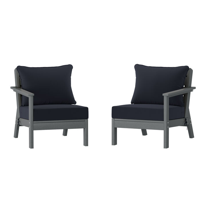 WestinTrends Outdoor Patio HDPE Loveseat Sofa with Patio Cushions