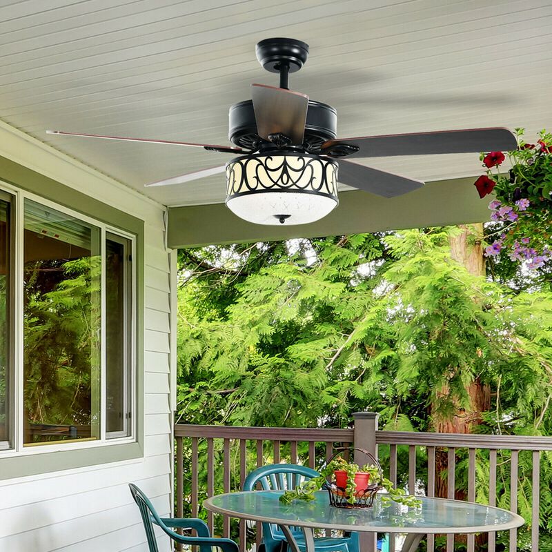Ceiling Fan with Light Reversible Blade and Adjustable Speed