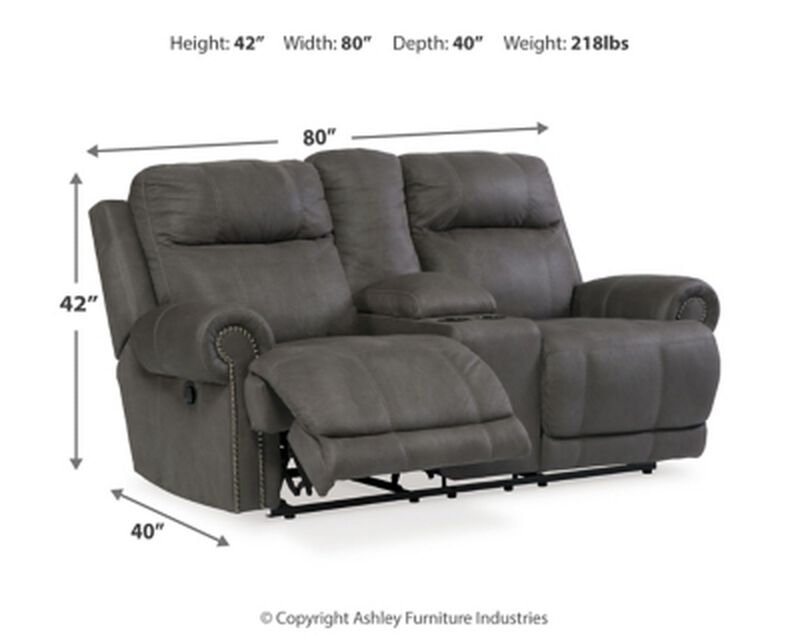 Austere Reclining Loveseat W/Console