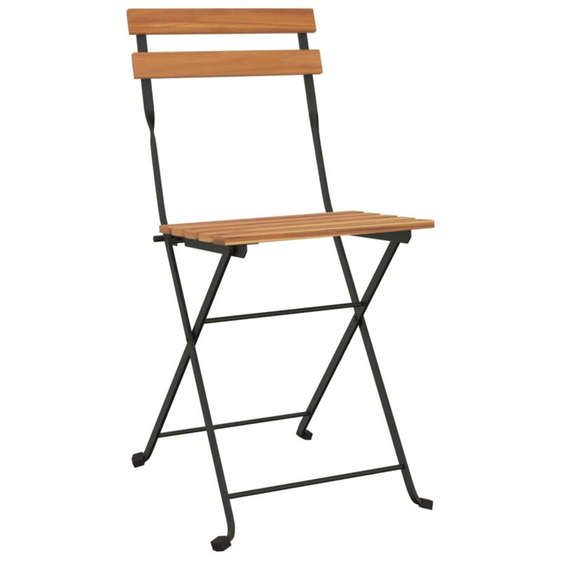 vidaXL Folding Bistro Chairs 4 pcs Solid Wood Teak and Steel