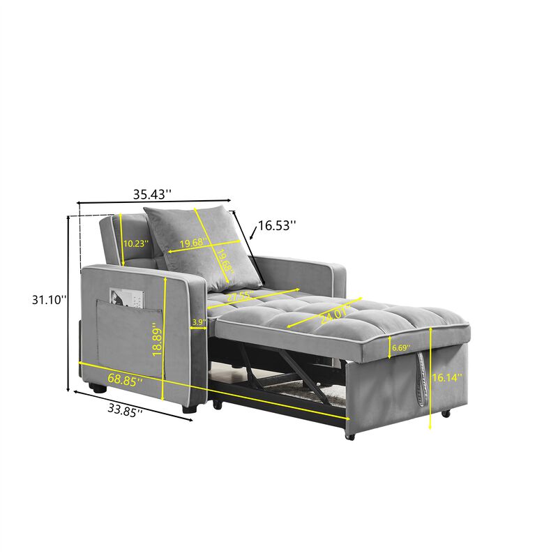 Three-in-one sofa bed chair folding sofa bed adjustable back into a sofa recliner single bed adult modern chair bed