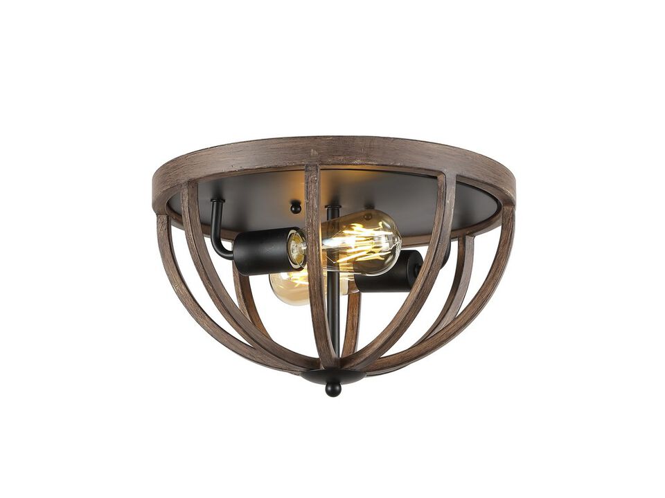 Darlene 2-Light Iron Rustic Farmhouse LED Flush Mount