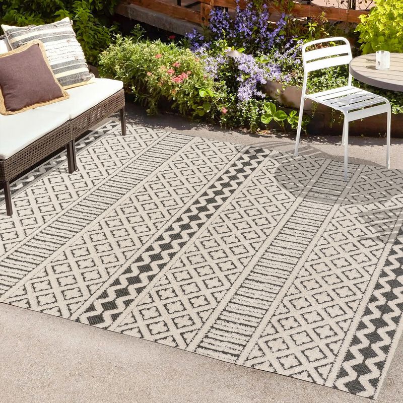 Ormond High-Low Modern Trellis Geometric Area Rug