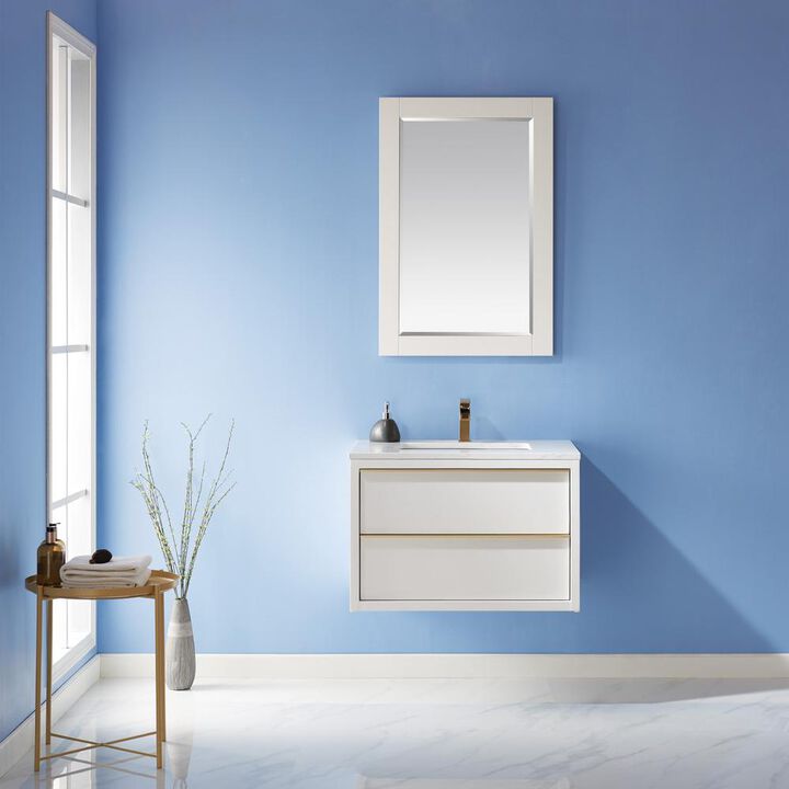 Altair 30 Single Bathroom Vanity Set in White with Mirror