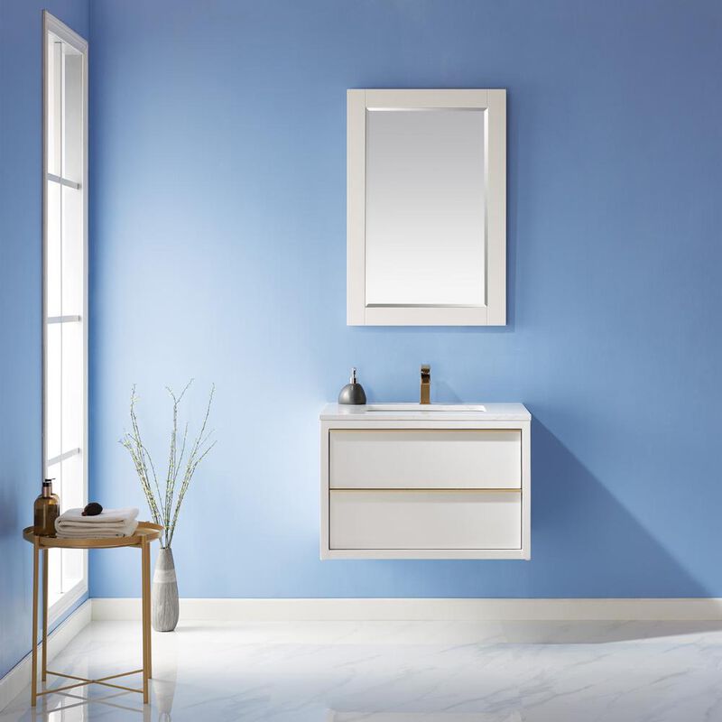 Altair 30 Single Bathroom Vanity Set in White with Mirror
