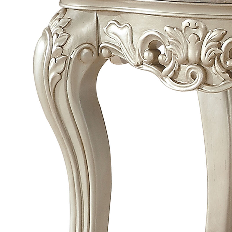 Acme Gorsedd Square Marble Top End Table in Golden Ivory