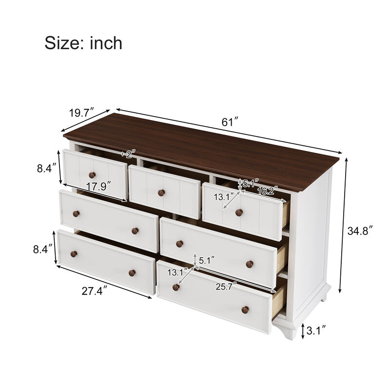 Merax Modern Wood 7 Drawers Dresser