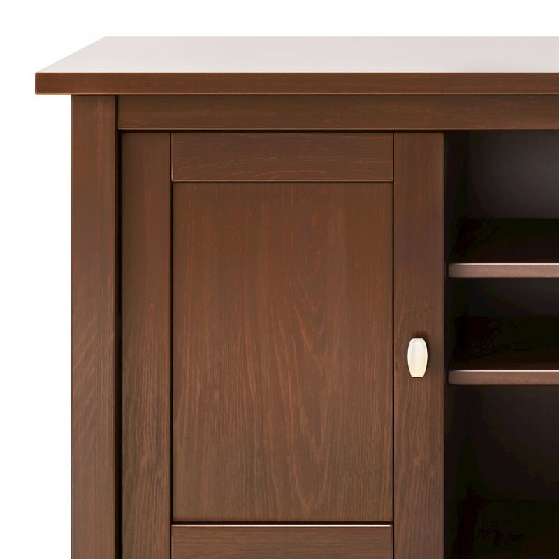 Simpli Home Warm Shaker Solid Wood Tv Media Stand In Russet Brown For Tvs Up To 50 Inches