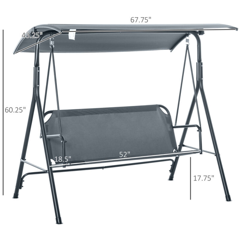 Weather-Resistant 3-Person Patio Swing Chair for Garden and Deck