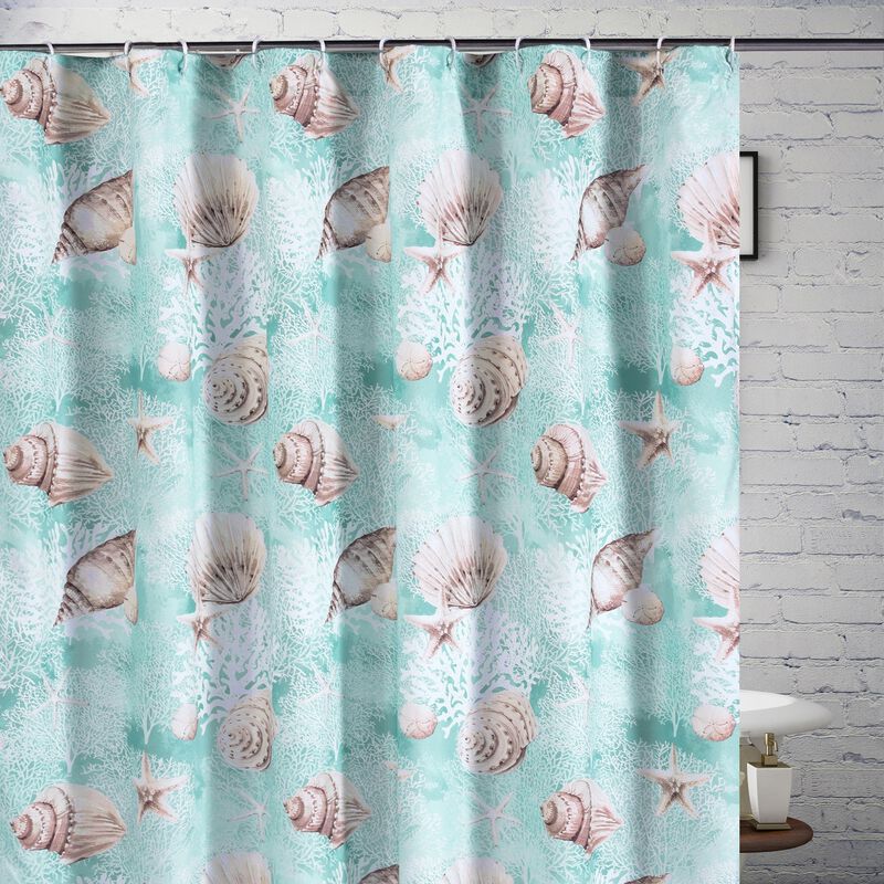 Barefoot Bungalow Bath Shower Curtain Ocean -Turquoise 72x72