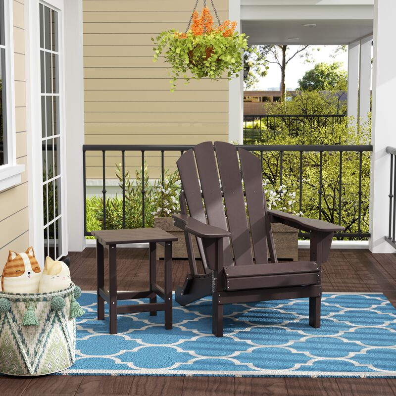 WestinTrends Outdoor Patio Adirondack Chair with Side Table