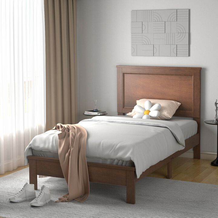 Twin Size Platform Bed Frame with Rubber Wood Leg