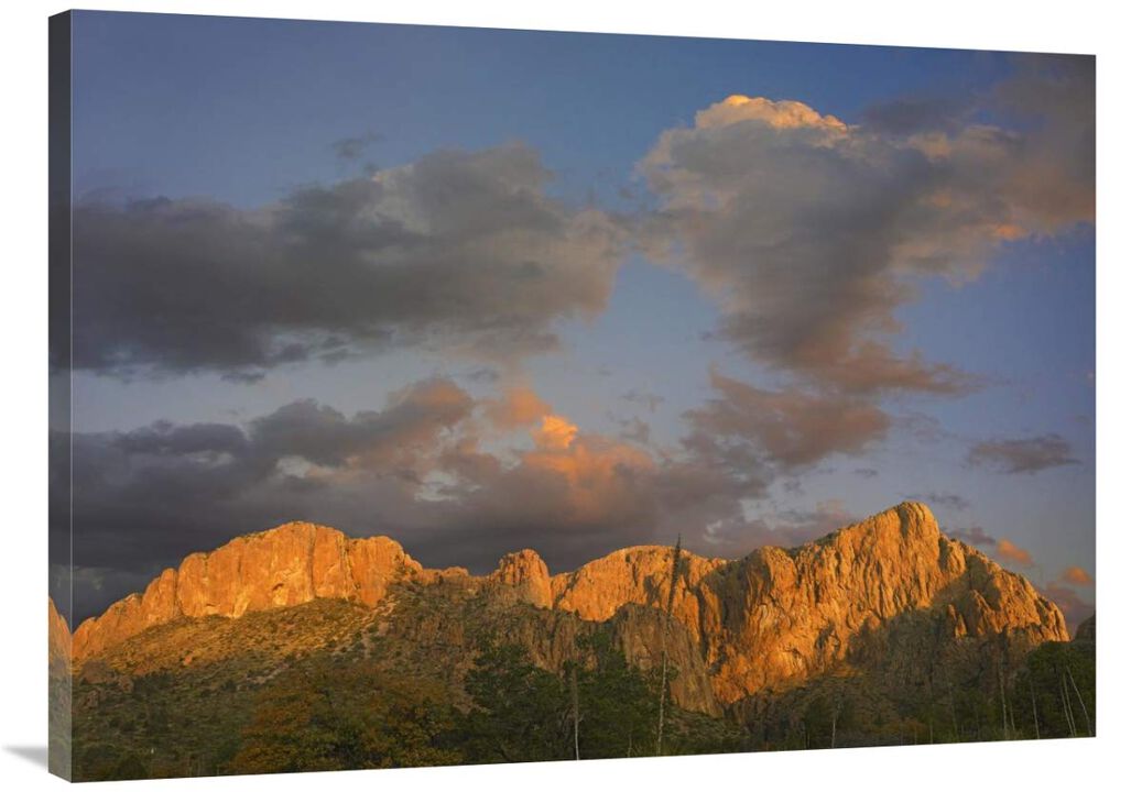 Sunlight illuminating Chisos Mountains, Chihuahuan Desert, Texas-Canvas Art-40x30