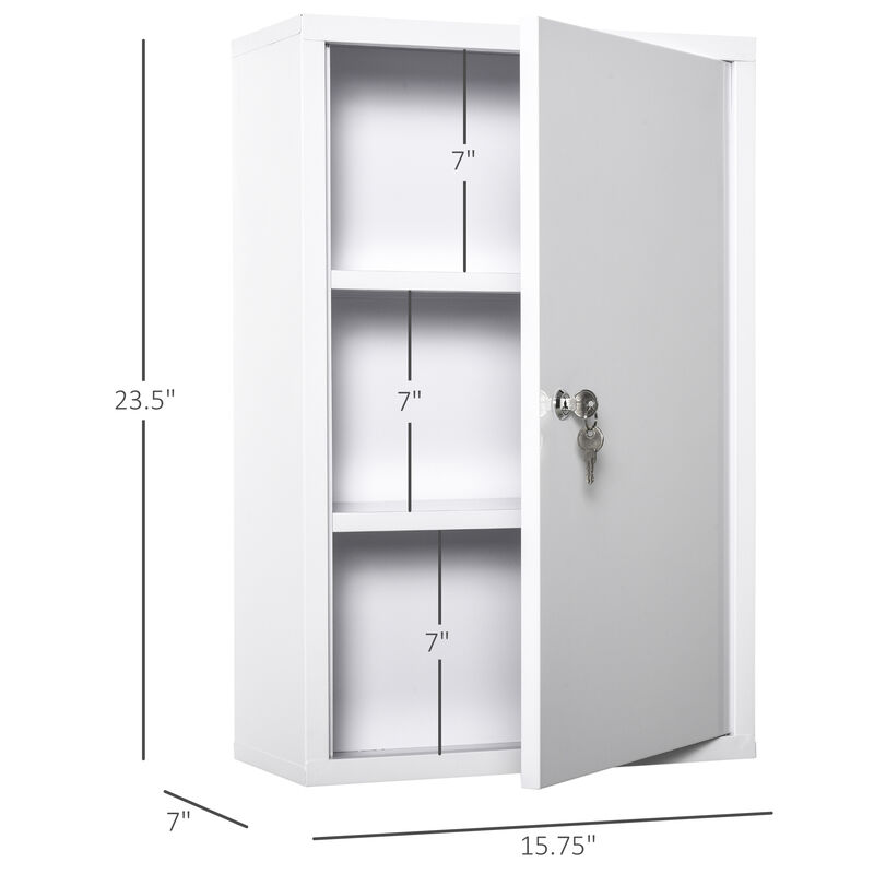 Wall-Mounted Medicine Storage 3 Tier Lockable First Aid Unit Bathroom Organizer