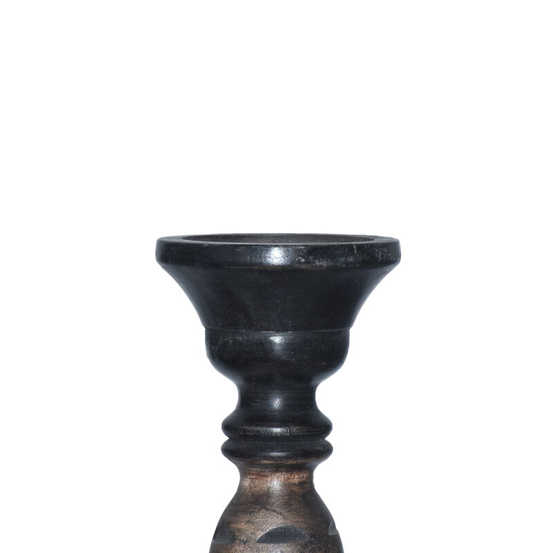 BBH Homes Traditional Dark Polish Eco-friendly Handmade Mango Wood Set Of One 15" Pillar Candle Holder