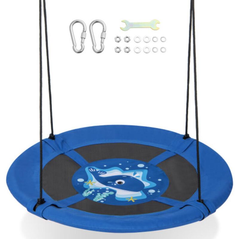 Hivvago 40 Inches Saucer Tree Swing with Adjustable Hanging Ropes and 900D Oxford Fabric