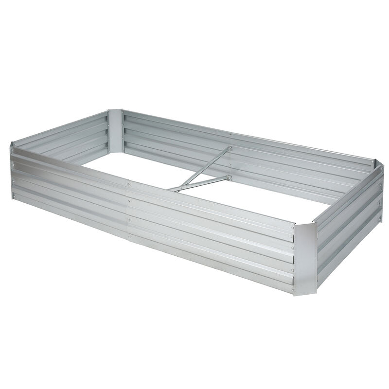 LuxenHome 72in Galvanized Rectangular Raised Garden Bed